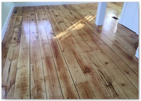 REMODEL FLOORING - We sanded, sealed and applied three coats of polyurethane to these old pine floors

