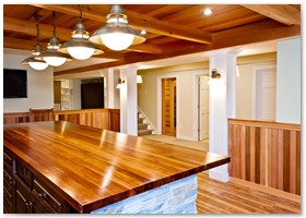 BASEMENT REMODEL - NEW CASTLE, NH - Another view of the basement bar.
